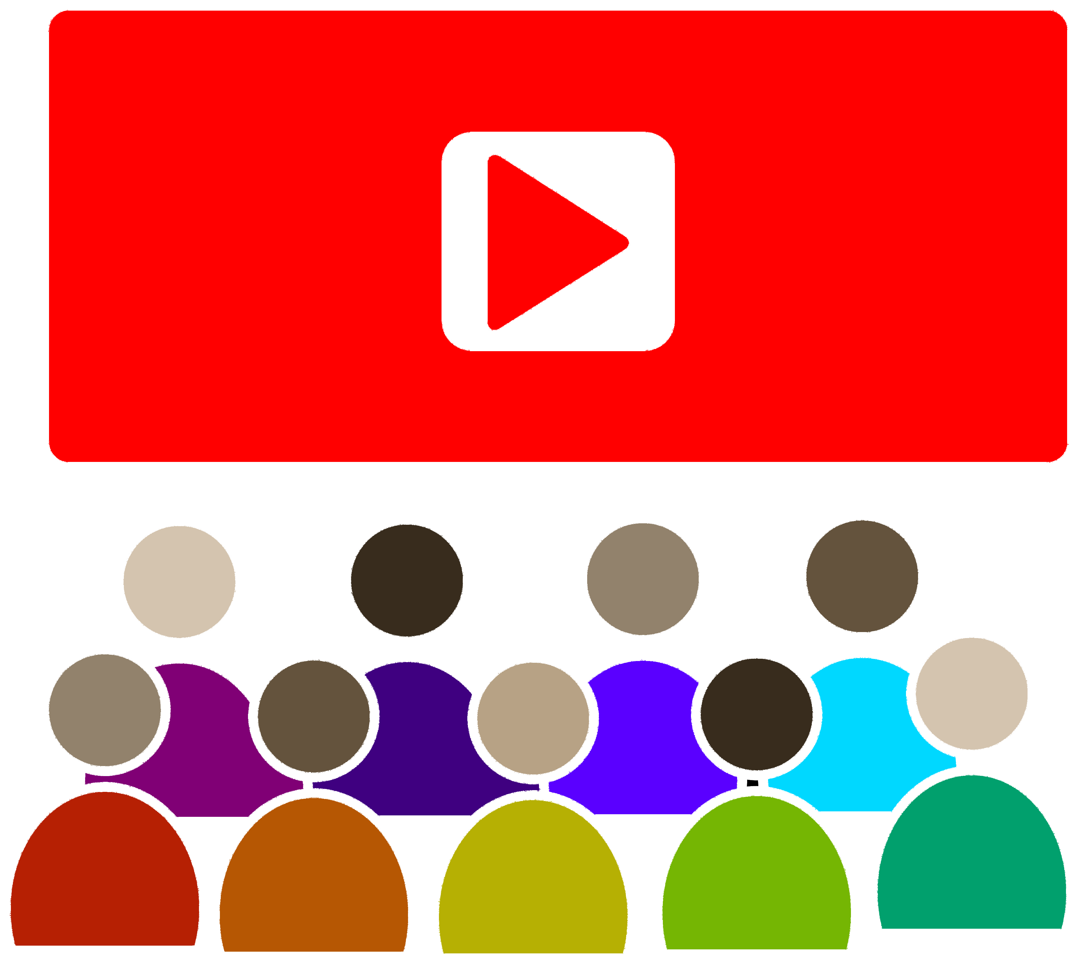 Multicolor icon of group watching video