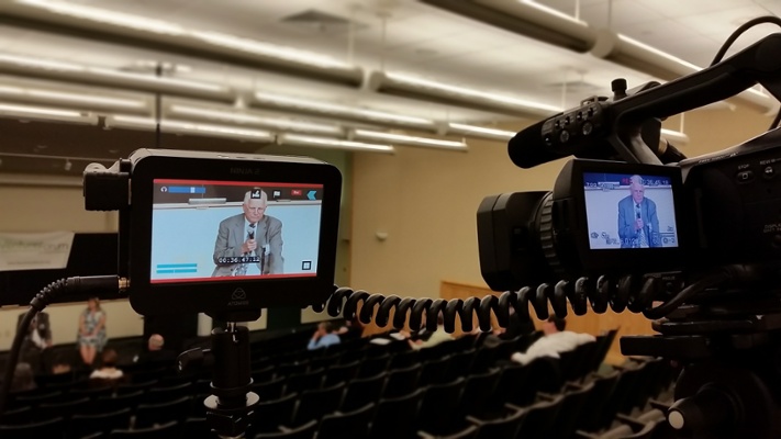 Filming a presentation for The Venture Forum at WPI